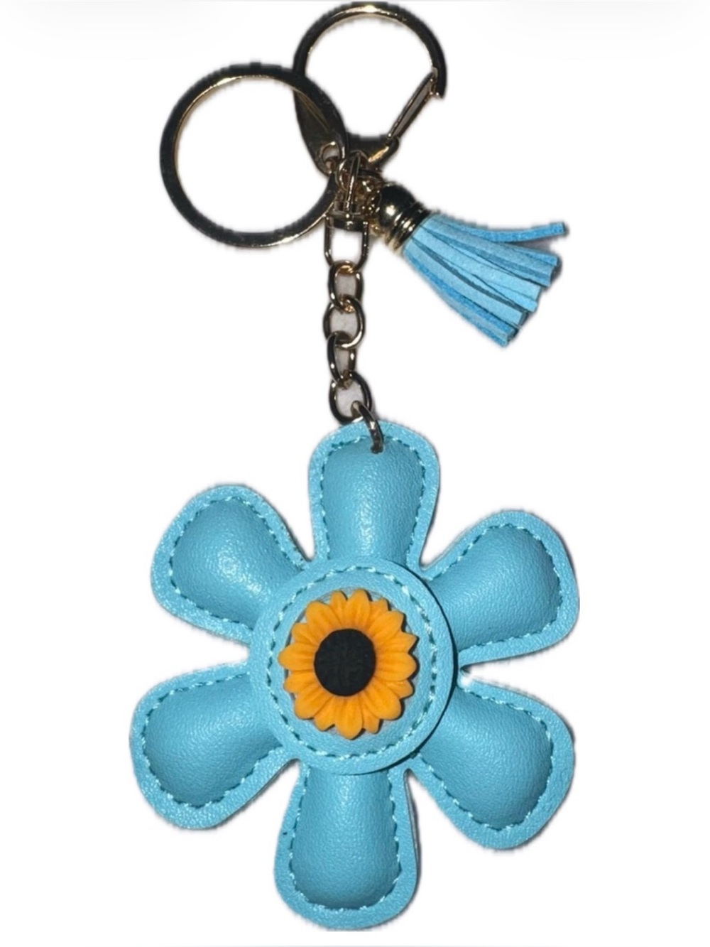 Flower bag Charm keychain Blue and Yellow - New (purse not included) - Picture 2 of 2